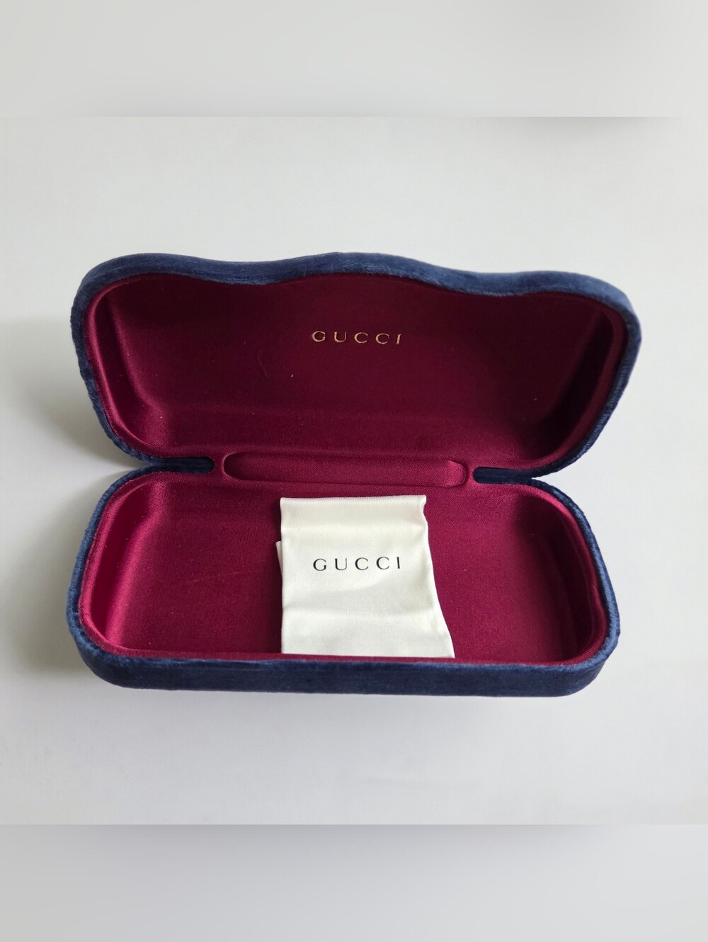 Gucci | Blue and Burgundy Velvet Eyewear Hardshell Case